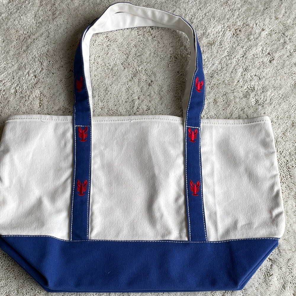 Blue and White Lobster Canvas Tote Bag